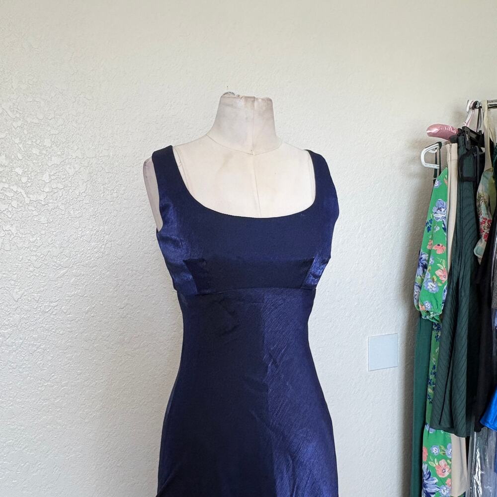 Vintage Night Way 90s Satin Organza Corset Bias Cut Midi Formal Whimsygoth Dress - Picture 4 of 9